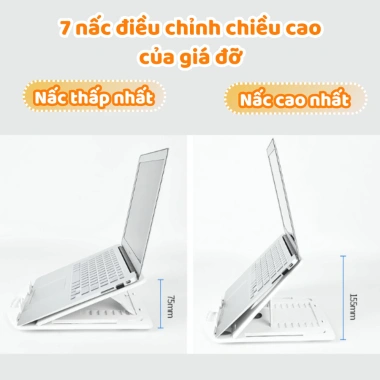 Kệ Đặt Laptop SUNBEAM Đế Xoay 360°, Tản Nhiệt, Gấp Gọn, Chỉnh Cao – Giá 133.000₫ 2