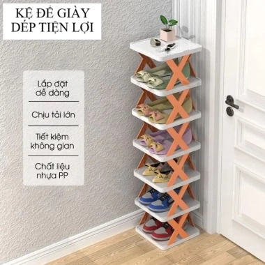 Kệ để giày dép 5 tầng chữ X tháo lắp gấp gọn, đa năng tiện lợi chỉ 34.800đ