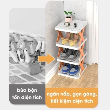 Kệ để giày dép 5 tầng chữ X tháo lắp gấp gọn, đa năng tiện lợi chỉ 34.800đ