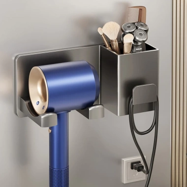 Kệ để máy sấy tóc DANLE dán tường nhôm hàng không, tặng keo dán, chỉ 90.000₫