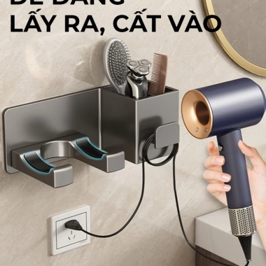 Kệ để máy sấy tóc DANLE dán tường nhôm hàng không, tặng keo dán, chỉ 90.000₫ 3 Kệ để máy sấy tóc DANLE dán tường nhôm hàng không, tặng keo dán, chỉ 90.000₫ 3