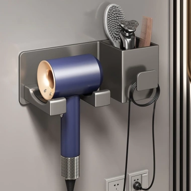 Kệ để máy sấy tóc DANLE dán tường nhôm hàng không, tặng keo dán, chỉ 90.000₫