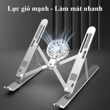 Kệ Đỡ Laptop Nhôm Tản Nhiệt Có Quạt Làm Mát Siêu Êm, Gập Gọn, Điều Chỉnh 7 Cấp, Chống Trượt - Giá Ưu Đãi 210.000₫ 4