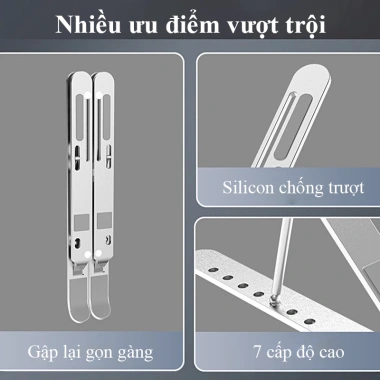 Kệ Đỡ Laptop Nhôm Tản Nhiệt Có Quạt Làm Mát Siêu Êm, Gập Gọn, Điều Chỉnh 7 Cấp, Chống Trượt - Giá Ưu Đãi 210.000₫ 8