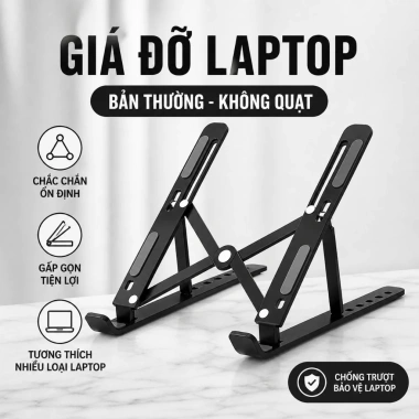 Kệ Đỡ Laptop Nhôm Tản Nhiệt Có Quạt Làm Mát Siêu Êm, Gập Gọn, Điều Chỉnh 7 Cấp, Chống Trượt - Giá Ưu Đãi 210.000₫ 10