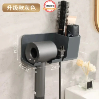 Kệ Đỡ Máy Sấy Tóc Dán Tường Nhựa PP Không Khoan Kèm Hộc Lưu Trữ Lược