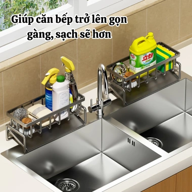 Kệ Đồ Rửa Chén Bát Thép Không Gỉ - Giá Đựng Đồ Rửa Bát tích hợp giá treo khăn tiện lợi, chỉ 59.000 VND 4