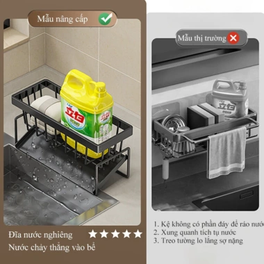 Kệ Đồ Rửa Chén Bát Thép Không Gỉ - Giá Đựng Đồ Rửa Bát tích hợp giá treo khăn tiện lợi, chỉ 59.000 VND 5