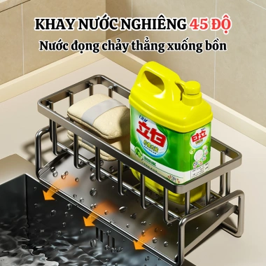 Kệ Đồ Rửa Chén Bát Thép Không Gỉ - Giá Đựng Đồ Rửa Bát tích hợp giá treo khăn tiện lợi, chỉ 59.000 VND 6