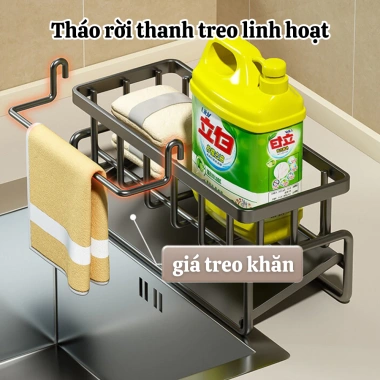 Kệ Đồ Rửa Chén Bát Thép Không Gỉ - Giá Đựng Đồ Rửa Bát tích hợp giá treo khăn tiện lợi, chỉ 59.000 VND 8