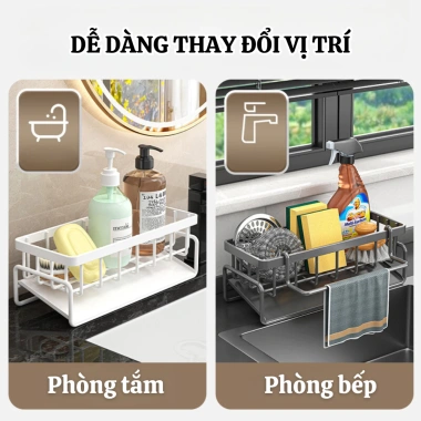 Kệ Đồ Rửa Chén Bát Thép Không Gỉ - Giá Đựng Đồ Rửa Bát tích hợp giá treo khăn tiện lợi, chỉ 59.000 VND 9
