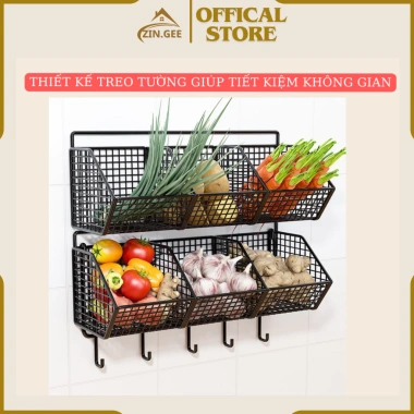 Kệ đựng gia vị 3 ngăn 2 tầng - Khay hành tỏi, tặng miếng dán, chỉ 10.000₫