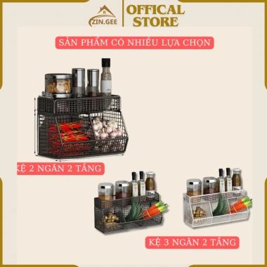Kệ đựng gia vị 3 ngăn 2 tầng - Khay hành tỏi, tặng miếng dán, chỉ 10.000₫