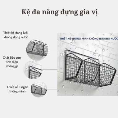 Kệ đựng gia vị dán tường không cần khoan đục đa năng TACHI STORE - dùng cho bếp, tắm, khách, 15.000₫ 2