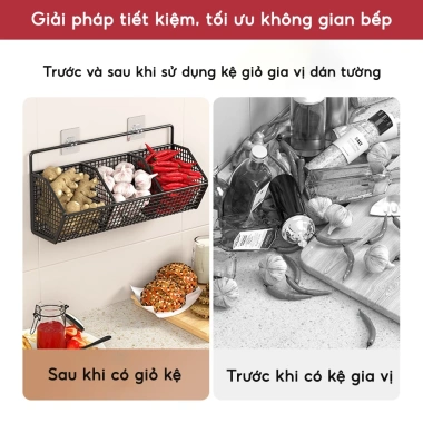 Kệ Đựng Gia Vị Hành Tỏi Dán Tường JYoohome - Chịu Tải 10kg, Giá 22.222₫