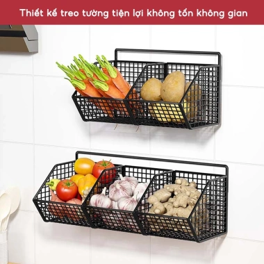 Kệ Đựng Gia Vị Hành Tỏi Dán Tường JYoohome - Chịu Tải 10kg, Giá 22.222₫