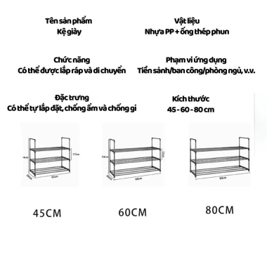 Kệ đựng giày dép thép cao cấp, gấp gọn 3-5 tầng tùy chỉnh, giá chỉ 88.000₫