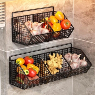 Kệ Đựng Hành Tỏi Dán Tường - Kệ Gia Vị Gắn Tường Bếp Tiện Lợi, Sơn Tĩnh Điện, Chỉ 15.000 VNĐ