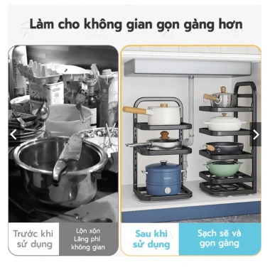 Kệ Gầm Bếp YKA 3-5 Tầng Đa Năng, Có Ngăn Chảo Nồi, Thiết Kế Chill, Giá Ưu Đãi 135k 4
