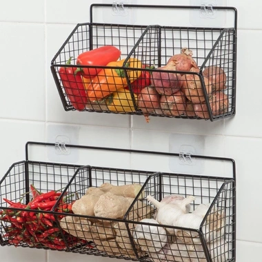 Kệ gắn tường thép sơn tĩnh điện để hành tỏi, tặng miếng dán gia vị - Chỉ 22.000