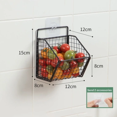 Kệ gắn tường thép sơn tĩnh điện để hành tỏi, tặng miếng dán gia vị - Chỉ 22.000