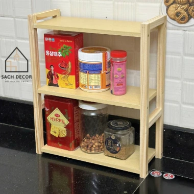Kệ gia vị 2 tầng gỗ thông & MDF - Decor phòng bếp gọn gàng, chỉ 89.000 VND 6