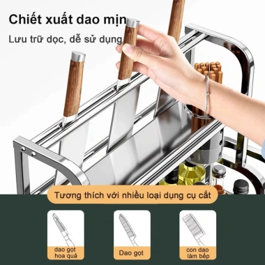 Kệ Gia Vị INOX 304 BMZAR 2/3 Tầng Đa Năng Đặt Đũa Dao Thớt Bát Giá Ưu Đãi 126k 8