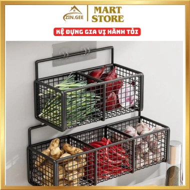 Kệ gia vị nhà bếp, nhà tắm ZIN.GEE – Lưới thép sơn tĩnh điện, tặng miếng dán, chỉ 10.000₫