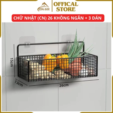 Kệ gia vị nhà bếp, nhà tắm ZIN.GEE – Lưới thép sơn tĩnh điện, tặng miếng dán, chỉ 10.000₫