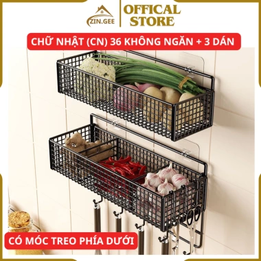 Kệ gia vị nhà bếp, nhà tắm ZIN.GEE – Lưới thép sơn tĩnh điện, tặng miếng dán, chỉ 10.000₫