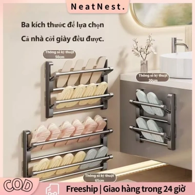 Kệ Giày Dép Gắn Tường Không Cần Khoan Thiết Kế Gập Gọn Diện Tích Nhỏ Ký Túc Xá