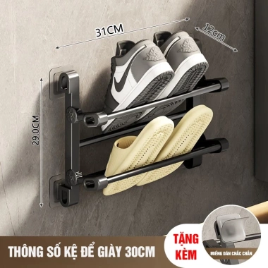 Kệ Giày Dép Gắn Tường Không Cần Khoan Thiết Kế Gập Gọn Diện Tích Nhỏ Ký Túc Xá 9