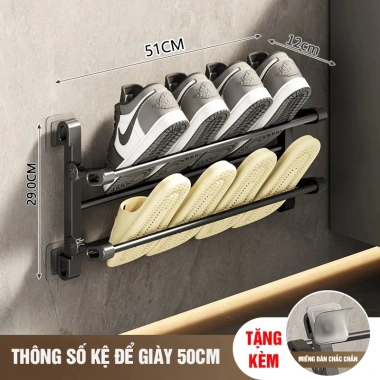 Kệ Giày Dép Gắn Tường Không Cần Khoan Thiết Kế Gập Gọn Diện Tích Nhỏ Ký Túc Xá 10