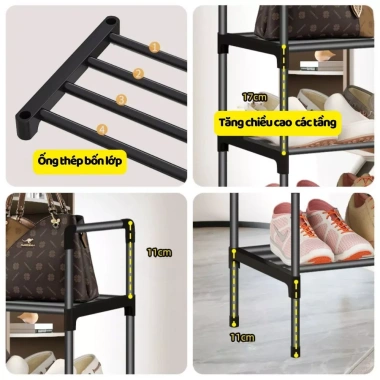 Kệ giày dép thép cao cấp gấp gọn 3-5 tầng, tùy chỉnh vị trí - Giá chỉ 89.000₫ 2
