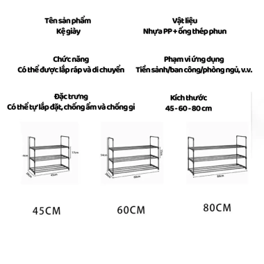 Kệ giày dép thép cao cấp gấp gọn 3-5 tầng, tùy chỉnh vị trí - Giá chỉ 89.000₫ 3