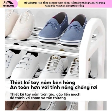 Kệ Giày Dọc Hẹp 4 Tầng MHHOME 45cm - Tiết Kiệm Không Gian, Mini Gọn Gàng, Trắng, 79.000đ 5