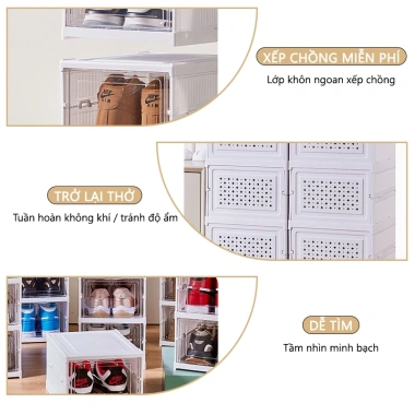 Kệ giày gấp gọn đa size - Hộp giày dép tiện lợi, tủ đựng giày nhôm giá rẻ 224k