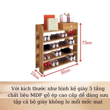 Kệ Giày Gỗ 5 Tầng Đa Năng Lắp Ghép, Thiết Kế Hiện Đại, Gọn Gàng, 105.000 VND