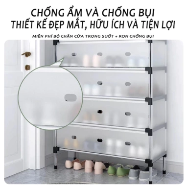 Kệ Giày Inox 5 Tầng – Nắp Đậy, Vách Ngăn Chống Bụi, Gọn Gàng, Sang Trọng 160k