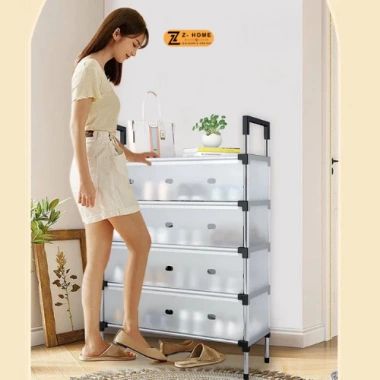 Kệ Giày Inox 5 Tầng - Nắp Đậy, Vách Ngăn Chống Bụi, Sang Trọng, Giá 160.000đ
