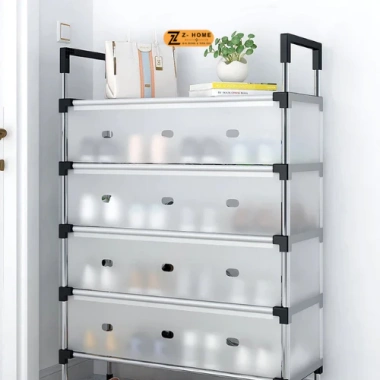 Kệ Giày Inox 5 Tầng - Nắp Đậy, Vách Ngăn Chống Bụi, Sang Trọng, Giá 160.000đ