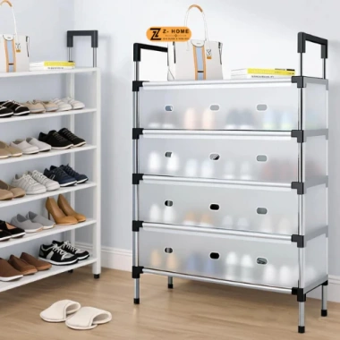 Kệ Giày Inox 5 Tầng - Nắp Đậy, Vách Ngăn Chống Bụi, Sang Trọng, Giá 160.000đ