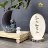 Kệ Gỗ Bình Bán Nguyệt Chú Tiểu và Hoa Đỗ Quyên, Chữ Thư Pháp - Trang Trí Góc Làm Việc và Phòng Khách, Tặng Phụ Kiện 5