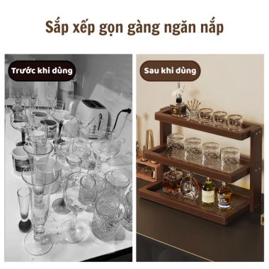 Kệ Gỗ Đa Tầng Cao Cấp, Khay Đựng Cốc Chén Đa Năng, Decor Phòng Khách & Bếp Sang Trọng - Giá 152.000 2