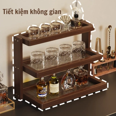 Kệ Gỗ Đa Tầng Cao Cấp, Khay Đựng Cốc Chén Đa Năng, Decor Phòng Khách & Bếp Sang Trọng - Giá 152.000 5