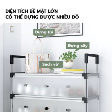 Kệ Inox Để Giày Dép 5 Tầng Có Nắp Đậy, Vách Ngăn Chắn Bụi – Chắc Chắn, Gọn Gàng, Tiện Lợi 160k