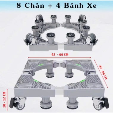 Kệ máy giặt & tủ lạnh 8 trụ 4 bánh xe, khóa an toàn, bám trắc vô bề mặt - 239.900₫ 6