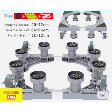Kệ máy giặt & tủ lạnh 8 trụ 4 bánh xe, khóa an toàn, bám trắc vô bề mặt - 239.900₫ 7