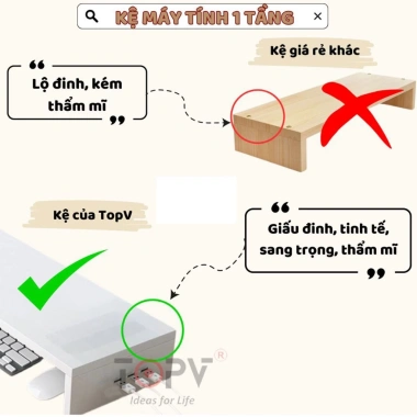 Kệ máy tính gỗ trắng 1-2 tầng - Giá đỡ laptop, kệ màn hình, decor bàn học, nâng PC, chỉ 41.000đ 3
