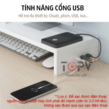 Kệ máy tính gỗ trắng 1-2 tầng - Giá đỡ laptop, kệ màn hình, decor bàn học, nâng PC, chỉ 41.000đ 6